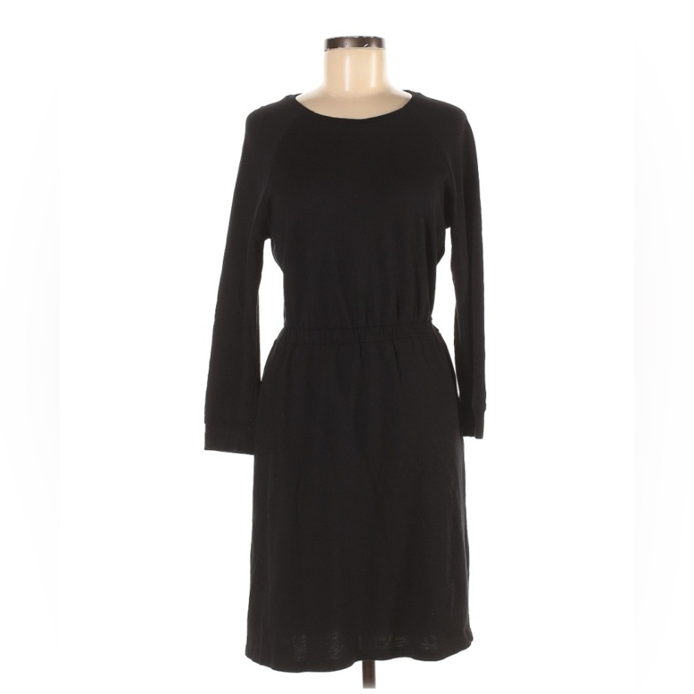 A.P.C. Black Long Sleeve Cotton Blend Casual Knee Length Dress Medium